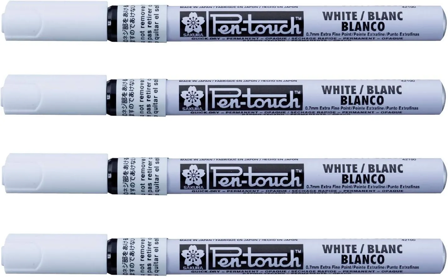 Sakura Pen-Touch paint marker 0.7 mm, permanent ink Extra fine point white color, Pack of 4