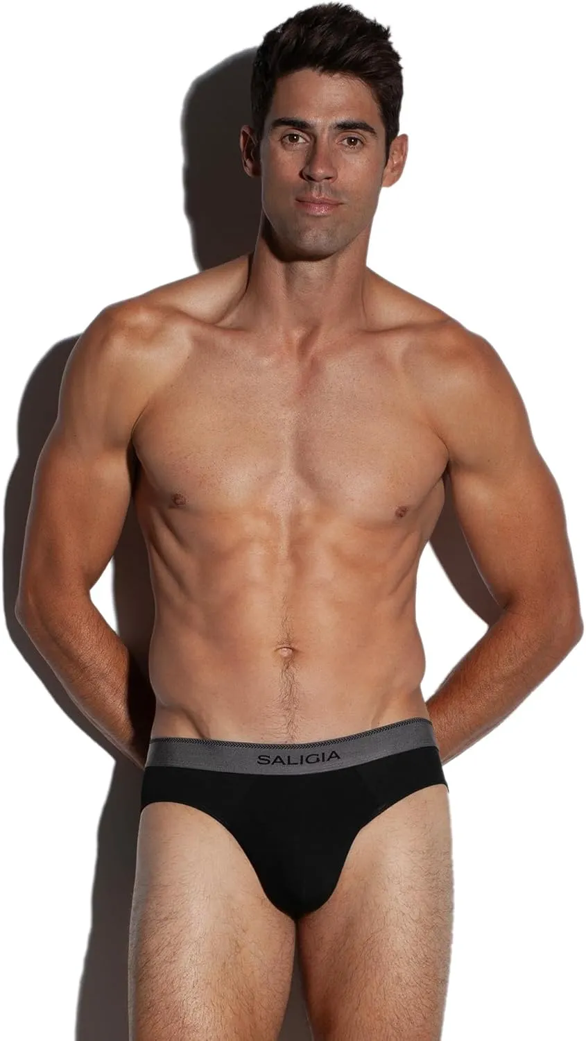 SALIGIA Retro Classic Men's Briefs - Premium Cotton Men's Underwear Pack with Breathable and Supportive Double-Layered Pouch
