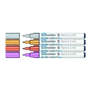 Schneider Paint-It 011 Metallic Markers, 2 mm, Wallet, x4, Assorted Colors (ML01111501)