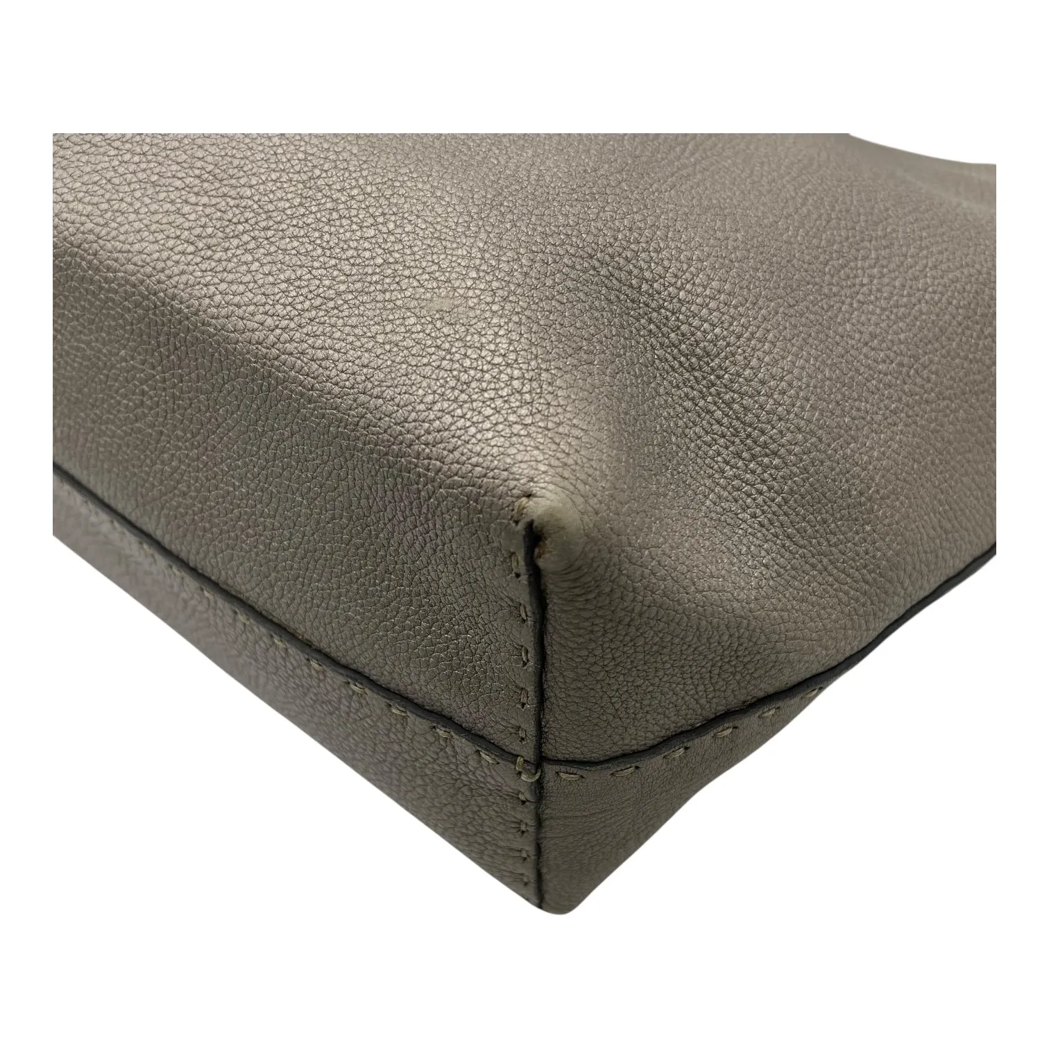Selleria Metallic Grey Tote Bag in Calfskin, Silver hardware