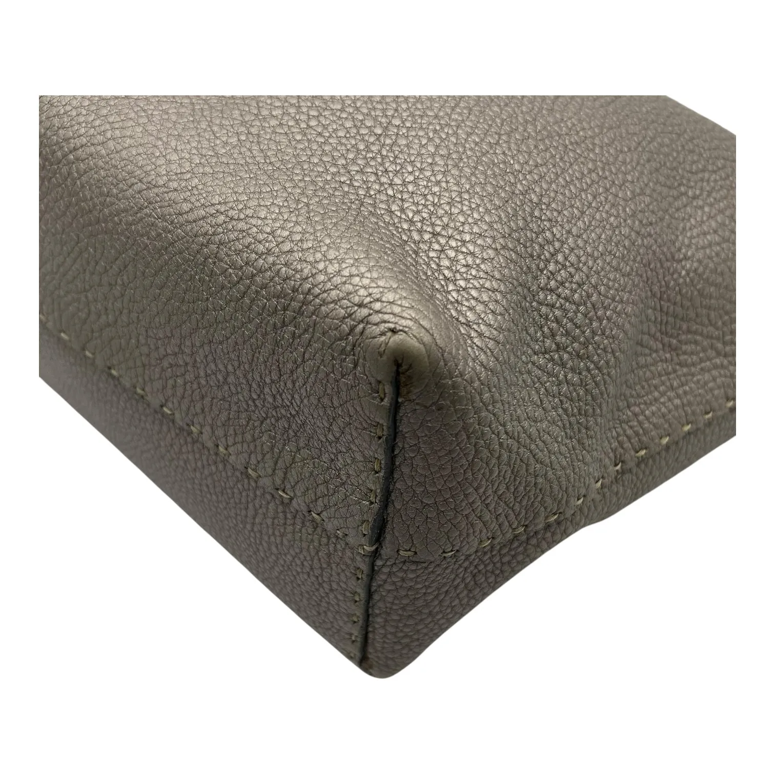 Selleria Metallic Grey Tote Bag in Calfskin, Silver hardware