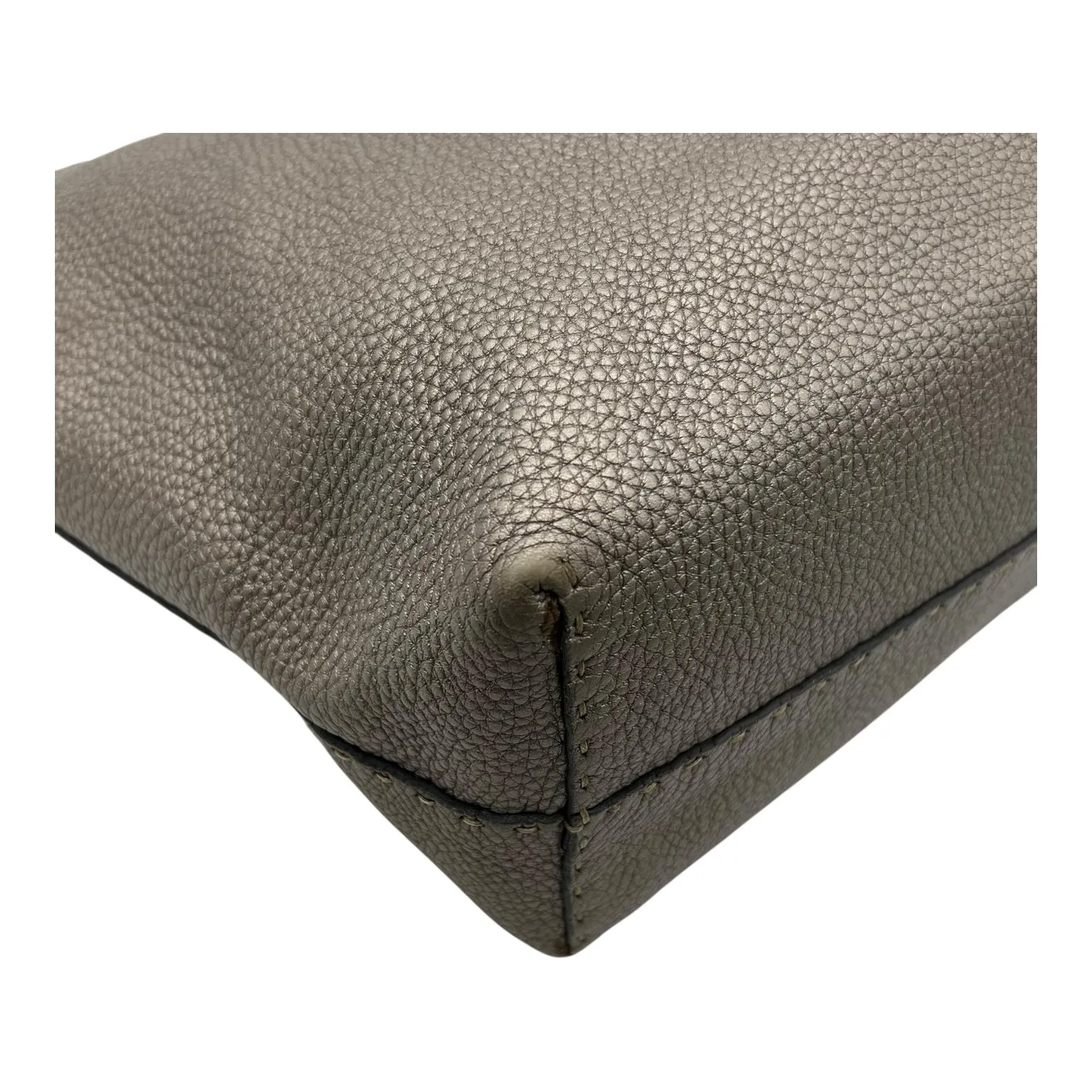 Selleria Metallic Grey Tote Bag in Calfskin, Silver hardware