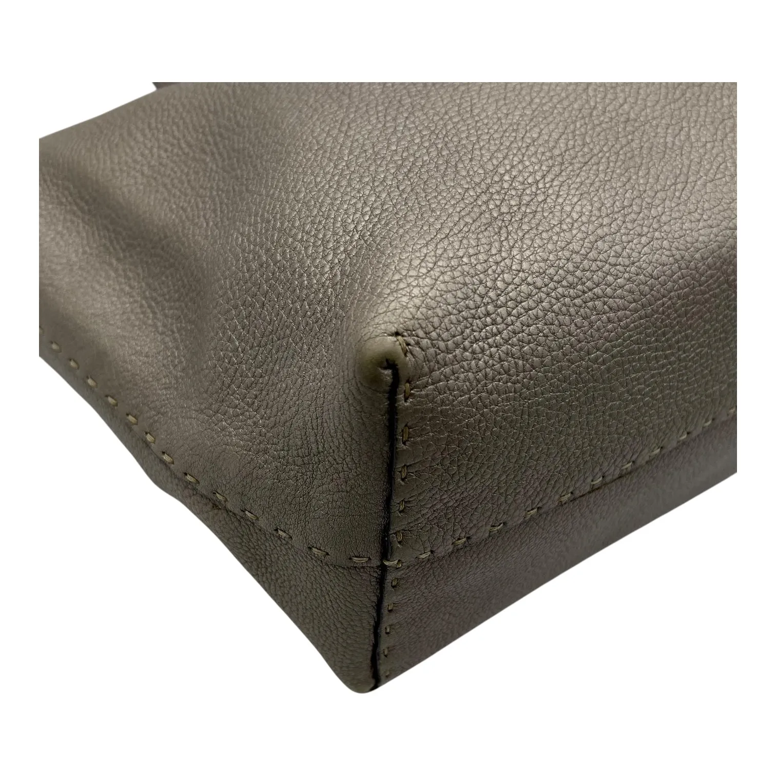 Selleria Metallic Grey Tote Bag in Calfskin, Silver hardware