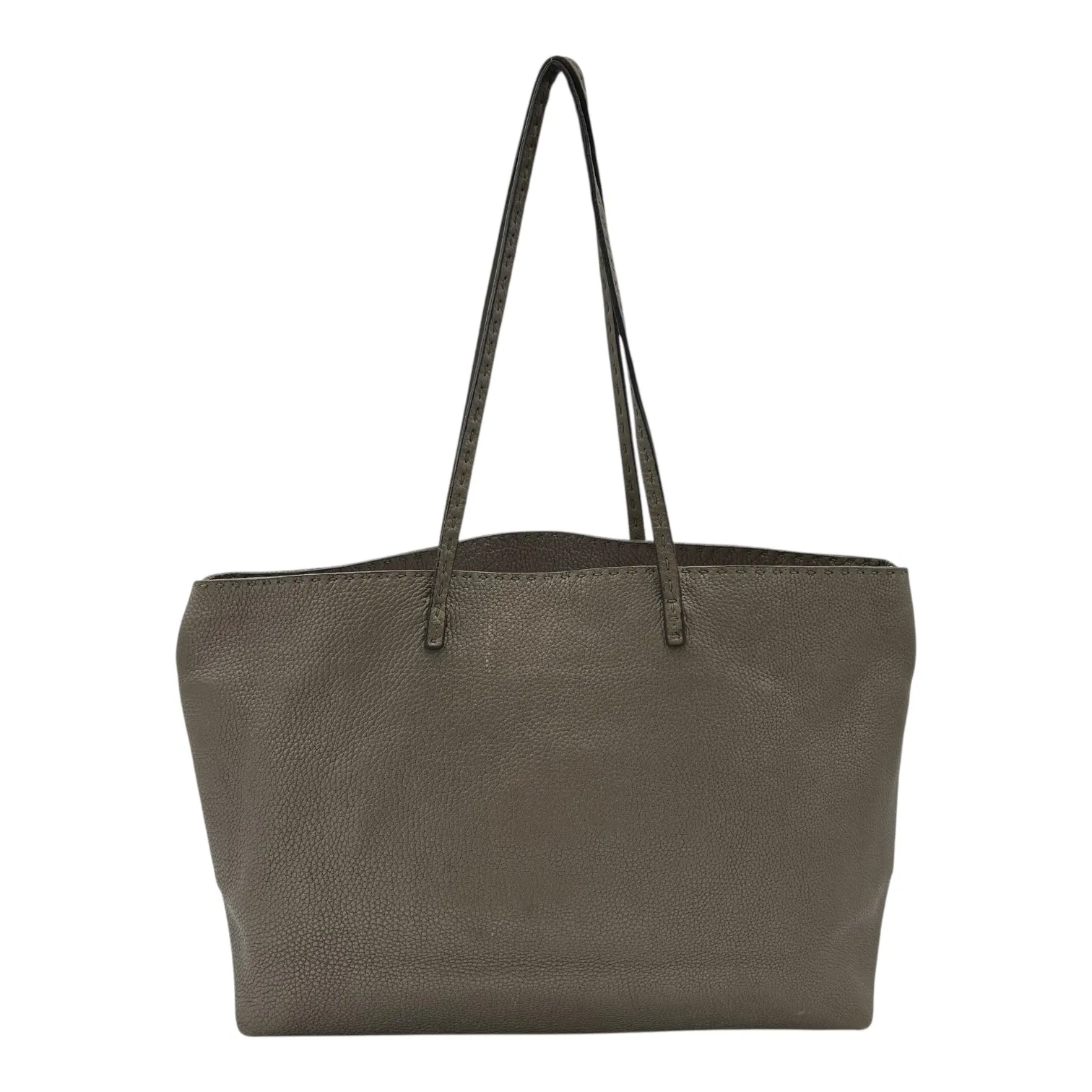 Selleria Metallic Grey Tote Bag in Calfskin, Silver hardware