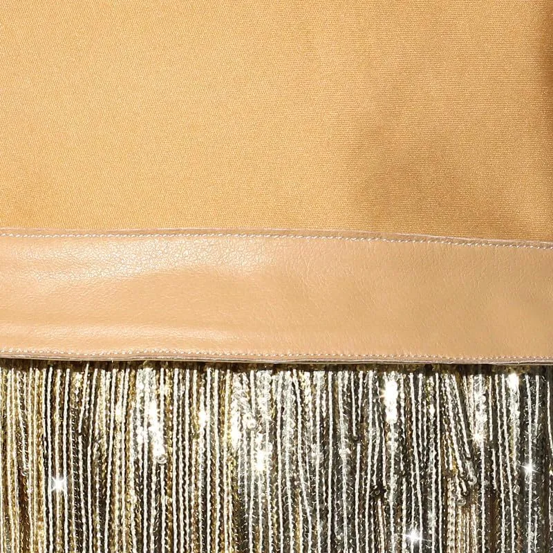 sexytag Metallic Silver Fringe Thigh High Wide Calf Boots Stiletto Heels Over the Knee Tassal Boots