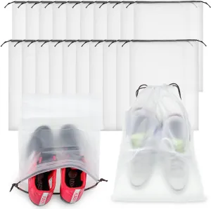 Shappy 50 Pcs Translucent Shoes Bags for Travel Storage Large Clear Drawstring Bags Plastic Portable Shoe Organizer Pouch (Classic,11.8 x 15.7 Inches)
