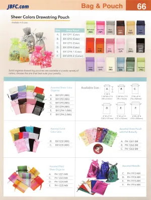 Sheer Colors Drawstring Pouch  -  Light Pink - 12 pcs. Pack