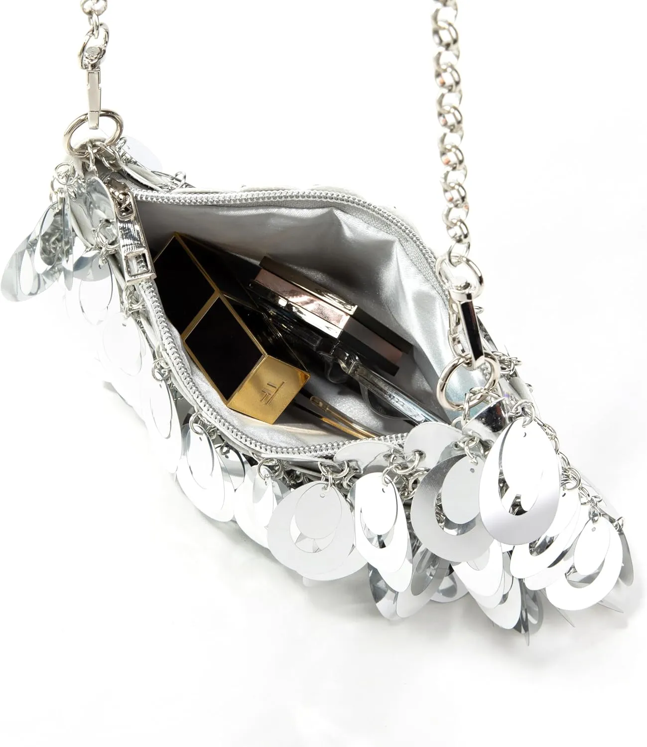 Shiny Metallic Plastic Sequin Crossbody Bag for Nightclub Shoulderbag Evening Bag and Wedding