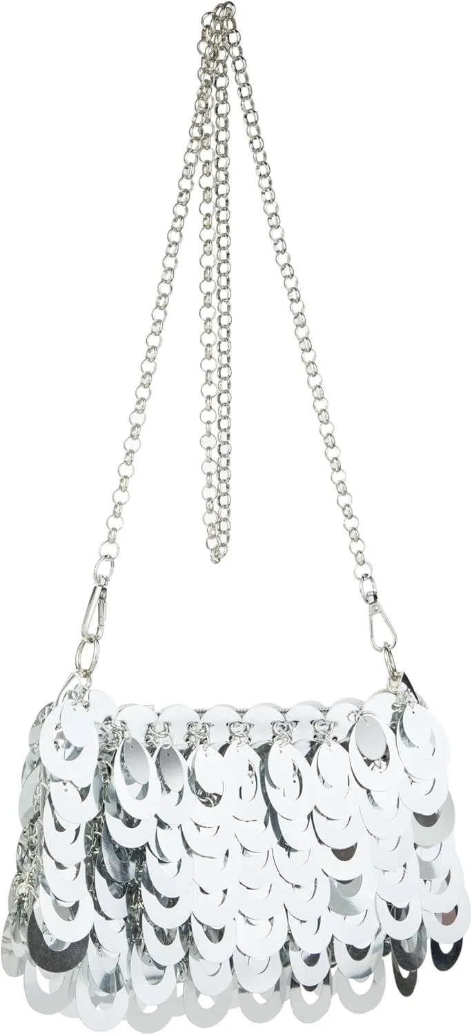 Shiny Metallic Plastic Sequin Crossbody Bag for Nightclub Shoulderbag Evening Bag and Wedding
