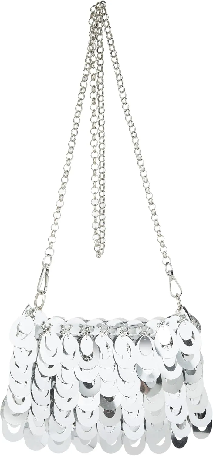 Shiny Metallic Plastic Sequin Crossbody Bag for Nightclub Shoulderbag Evening Bag and Wedding