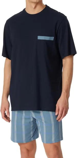 Short Round Neck Pajamas-Men's Pijama Sleepwear Set