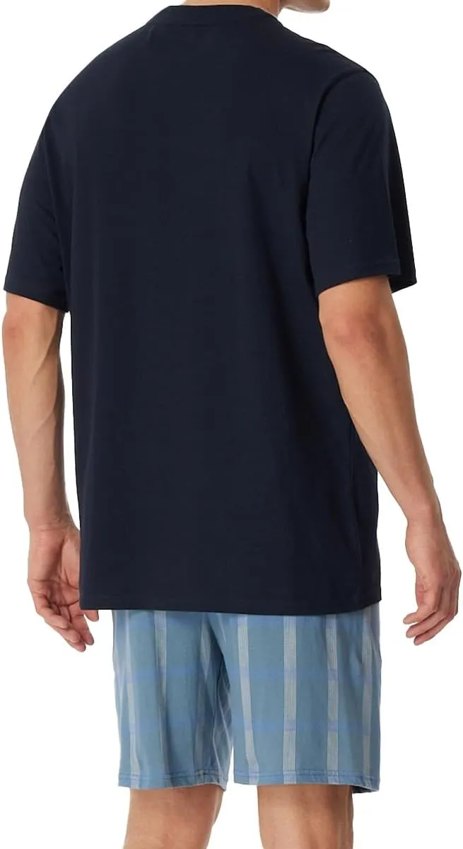 Short Round Neck Pajamas-Men's Pijama Sleepwear Set
