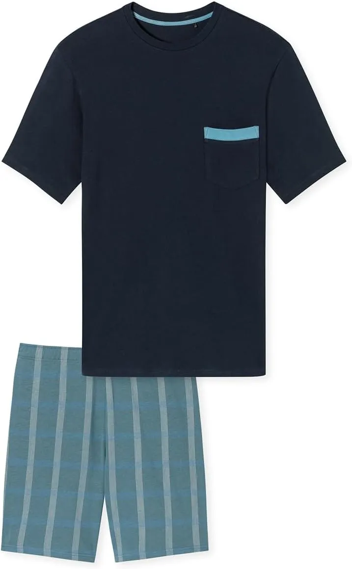 Short Round Neck Pajamas-Men's Pijama Sleepwear Set