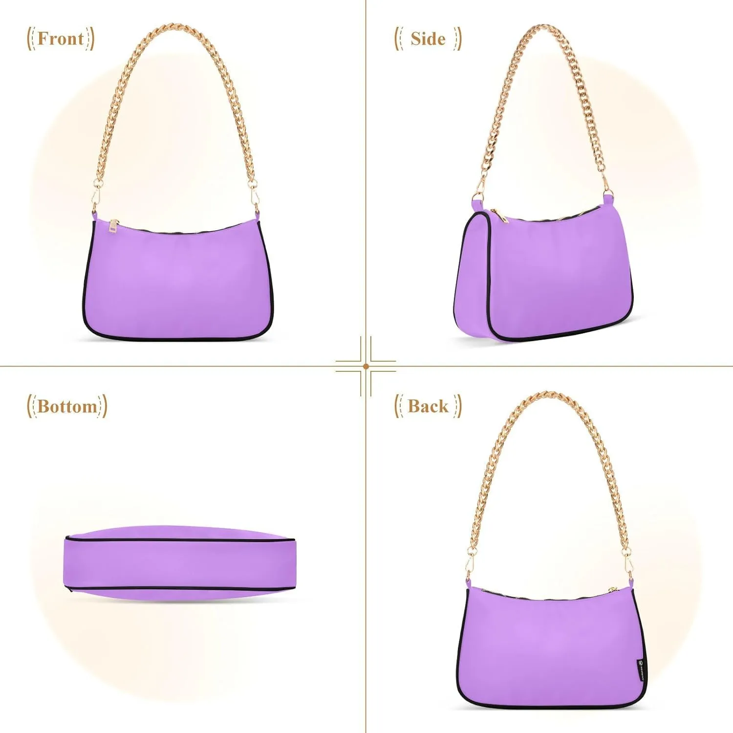 Shoulder Bag for Women Hobo Tote Handbag Gold Chain Crossbody Bag with Zipper Clutch Purse Handbags