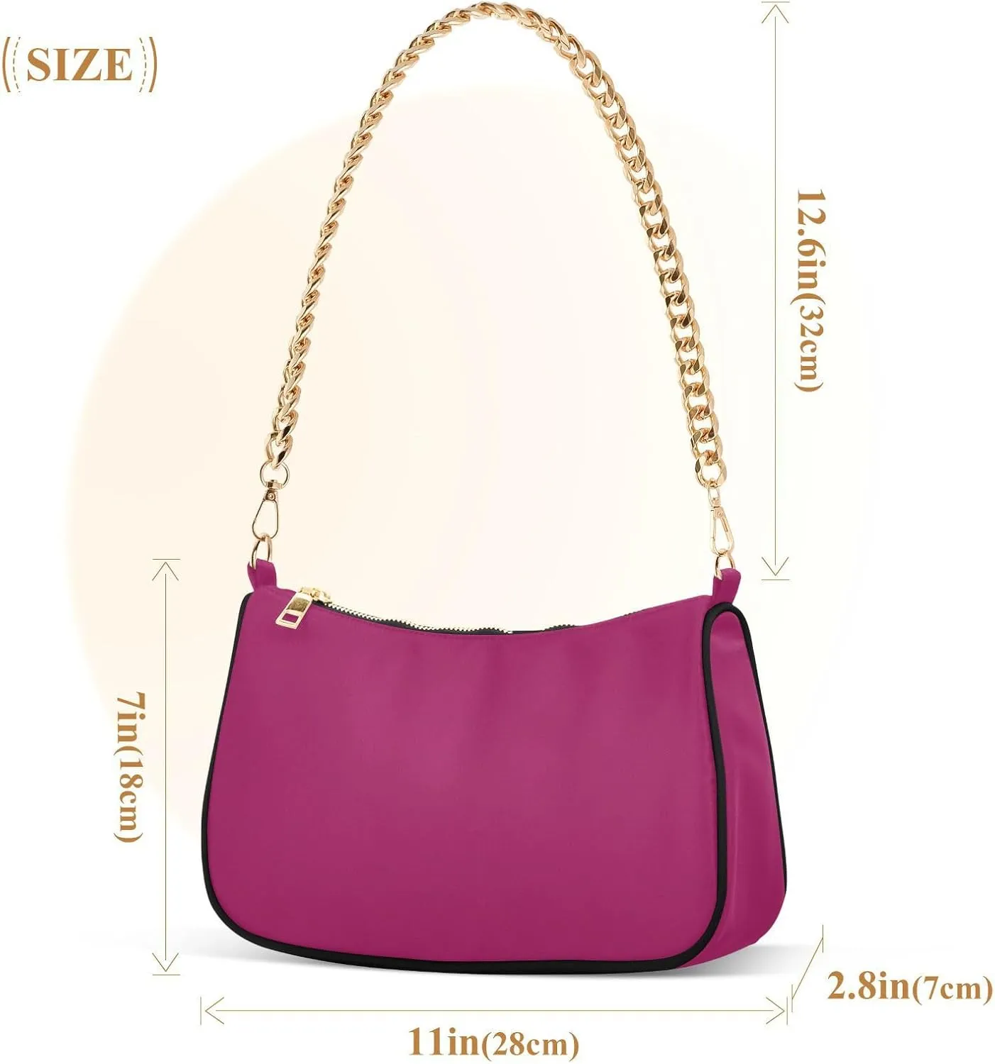Shoulder Bag for Women Hobo Tote Handbag Gold Chain Crossbody Bag with Zipper Clutch Purse Handbags