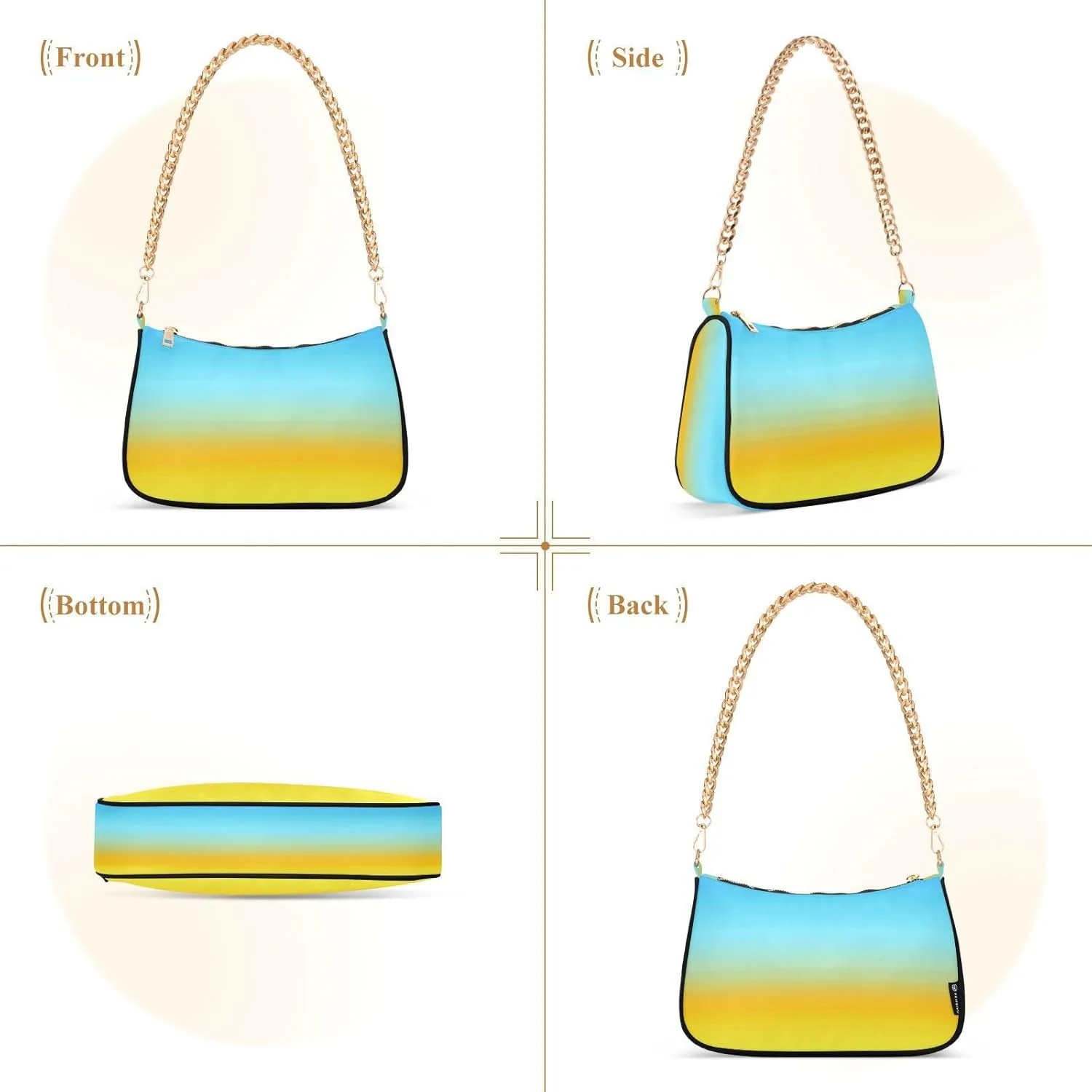 Shoulder Bag for Women Hobo Tote Handbag Gold Chain Crossbody Bag with Zipper Clutch Purse Handbags