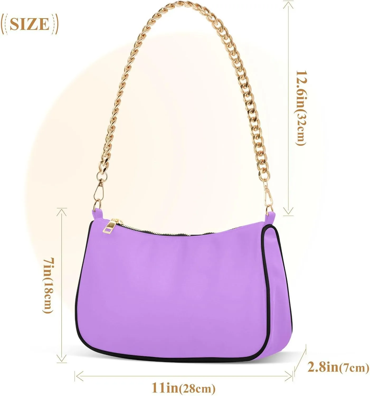 Shoulder Bag for Women Hobo Tote Handbag Gold Chain Crossbody Bag with Zipper Clutch Purse Handbags