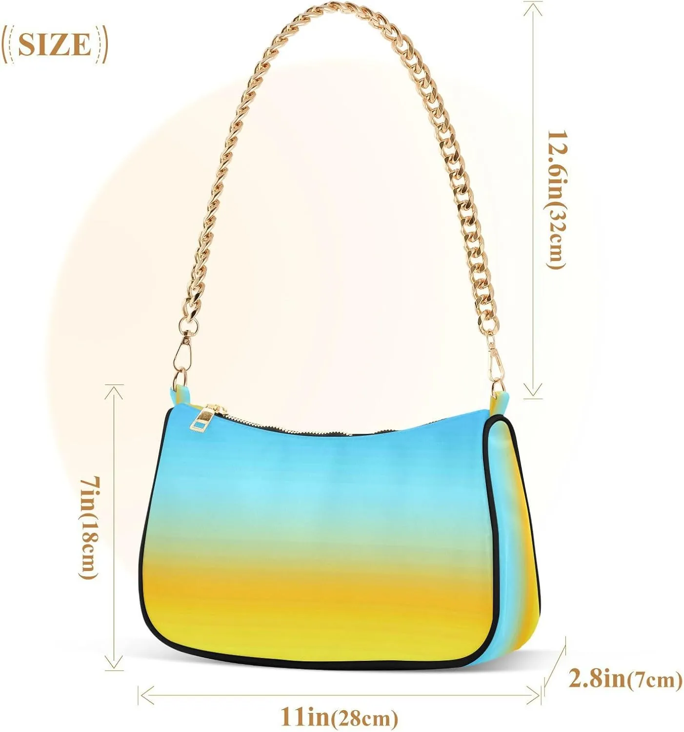 Shoulder Bag for Women Hobo Tote Handbag Gold Chain Crossbody Bag with Zipper Clutch Purse Handbags