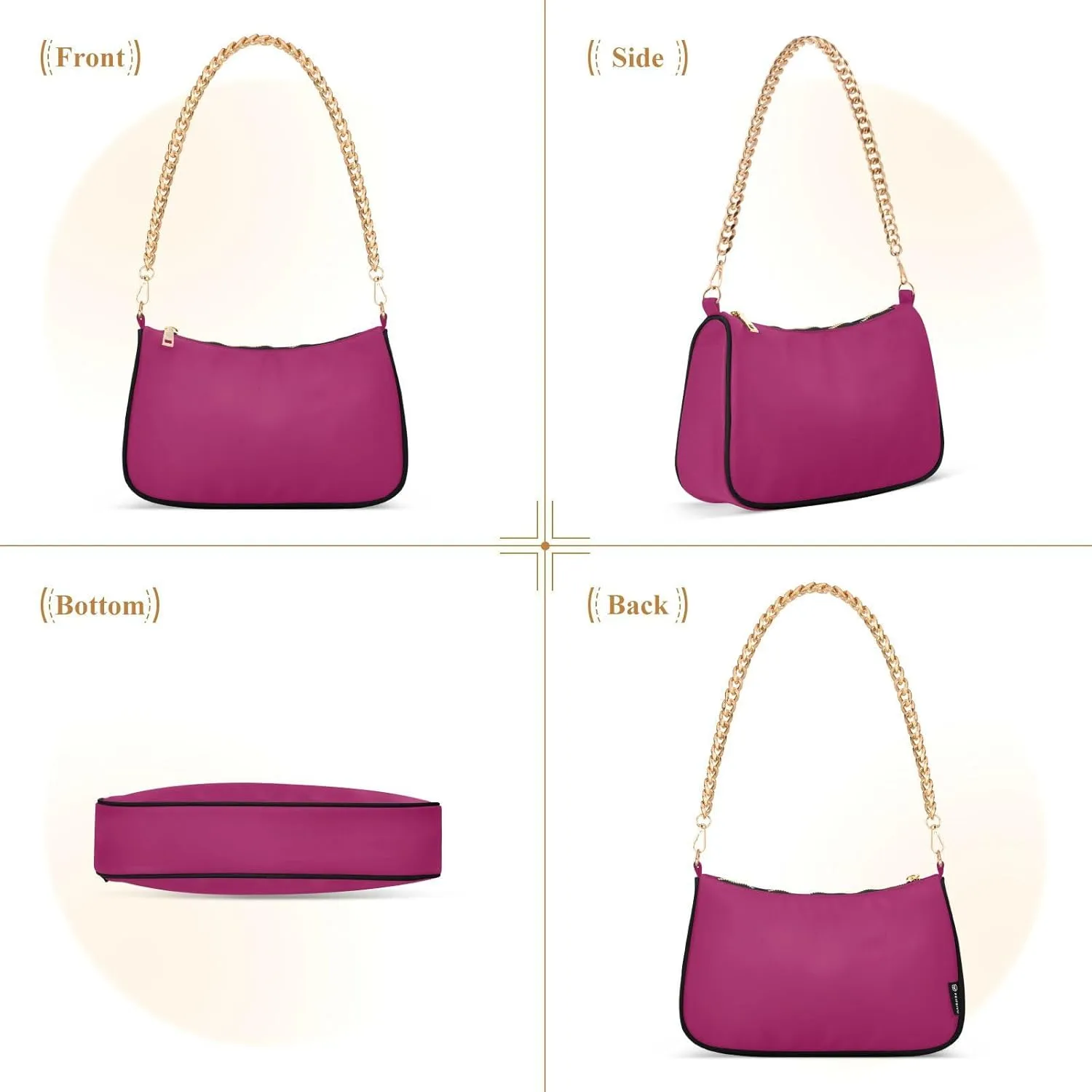Shoulder Bag for Women Hobo Tote Handbag Gold Chain Crossbody Bag with Zipper Clutch Purse Handbags