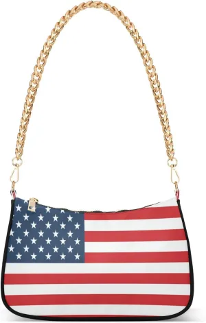 Shoulder Bags for Women American Flag Hobo Tote Handbag Small Clutch Purse with Zipper Closure