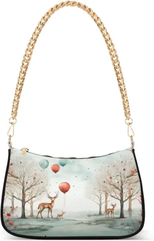 Shoulder Bags for Women Deer Forest Hobo Tote Handbag Small Clutch Purse with Zipper Closure31