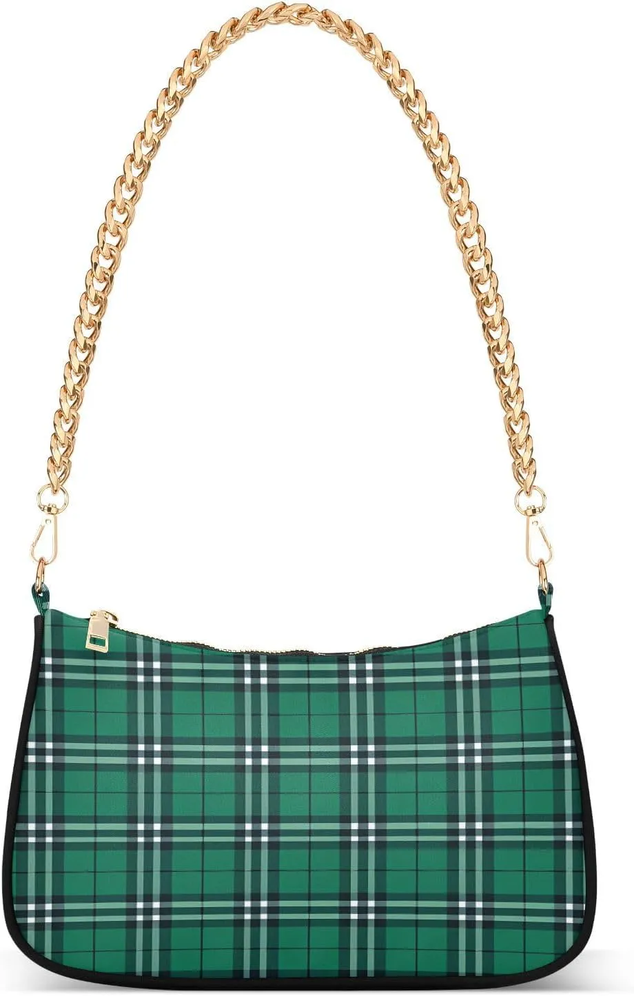 Shoulder Bags for Women Green Buffalo Plaid Check02 Hobo Tote Handbag Small Clutch Purse with Zipper Closure