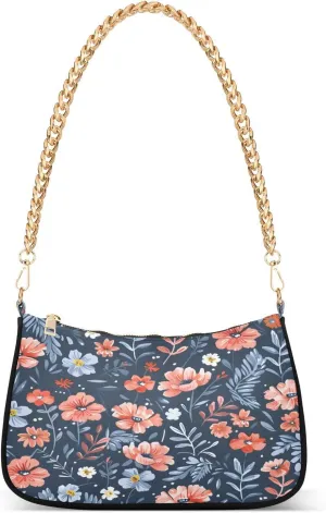 Shoulder Bags for Women Hand-drawn Style Used for Fabric Textile Print Hobo Tote Handbag Small Clutch Purse with Zipper Closure