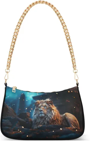 Shoulder Bags for Women Lion Hobo Tote Handbag Small Clutch Purse with Zipper Closure