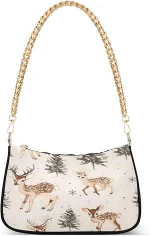 Shoulder Bags for Women Many Cute Deer Hobo Tote Handbag Small Clutch Purse with Zipper Closure