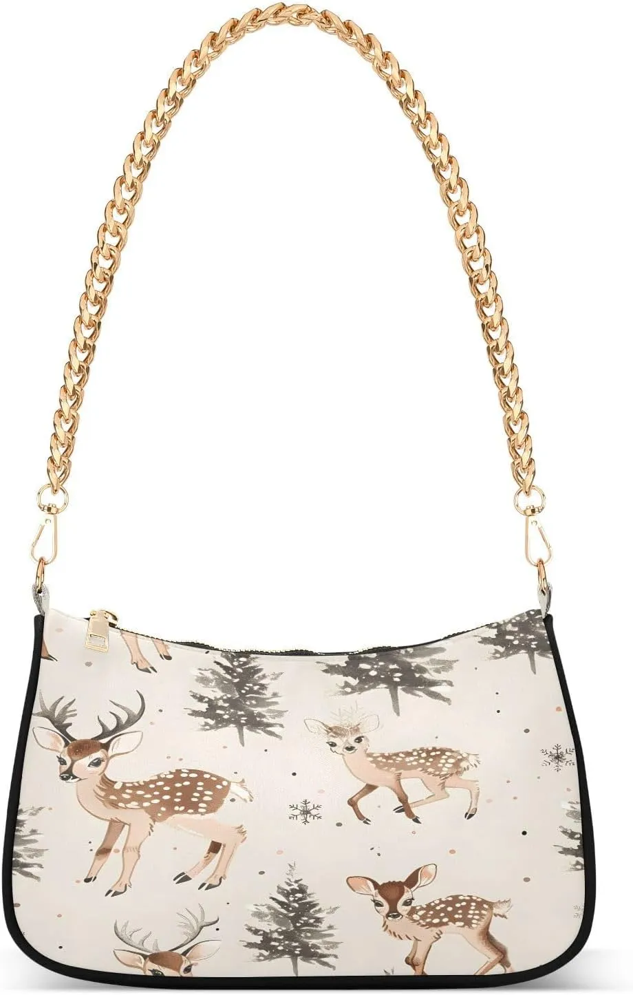 Shoulder Bags for Women Many Cute Deer Hobo Tote Handbag Small Clutch Purse with Zipper Closure