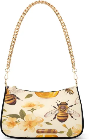 Shoulder Bags for Women Seamless Pattern Bees Honey Hobo Tote Handbag Small Clutch Purse with Zipper Closure