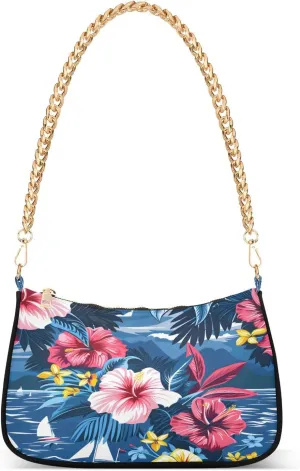 Shoulder Bags for Women Summer Vibes with Island Tropical Hobo Tote Handbag Small Clutch Purse with Zipper Closure
