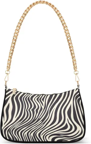 Shoulder Bags for Women Zebra Print Wave Hobo Tote Handbag Small Clutch Purse with Zipper Closure