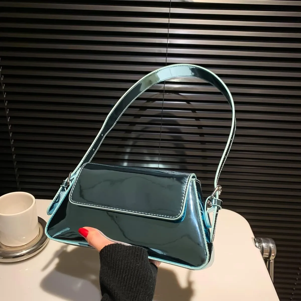 Shoulder Purses for Women Dressy Evening Bag Metallic Clutch Y2k Sparkly Hobo Crossbody Shoulder Bag Handbags
