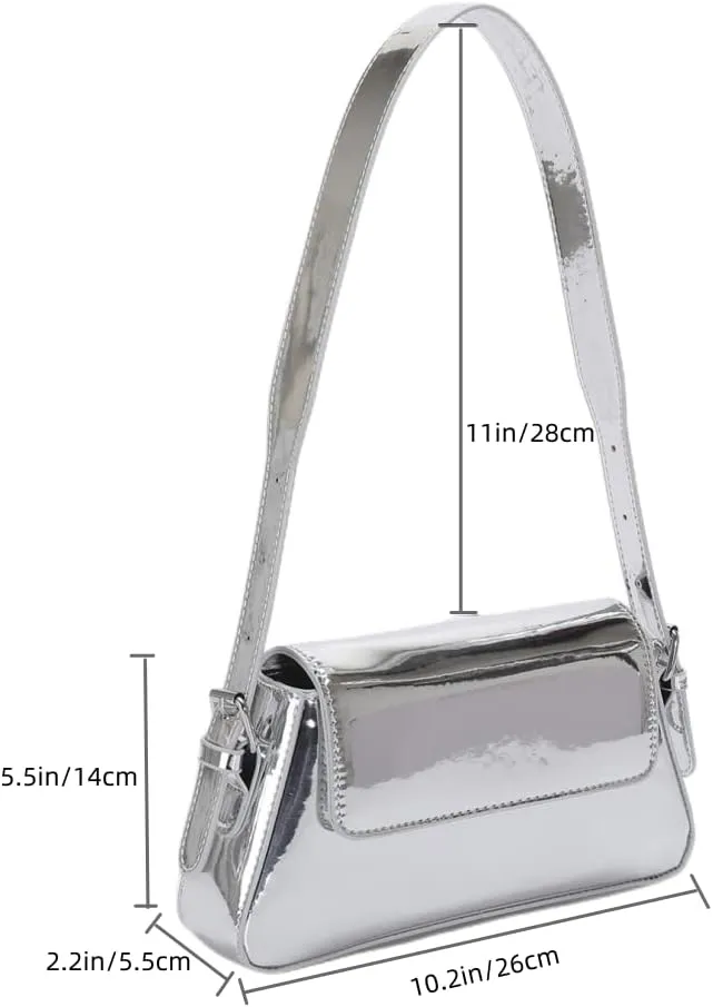 Shoulder Purses for Women Dressy Evening Bag Metallic Clutch Y2k Sparkly Hobo Crossbody Shoulder Bag Handbags
