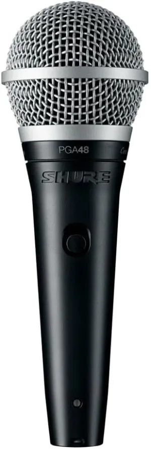 Shure PGA48 Dynamic Microphone - Handheld Mic for Vocals with Cardioid Pick-up Pattern, Discrete On/Off Switch, 3-pin XLR Connector, Stand Adapter and Zipper Pouch, No Cable (PGA48-LC)