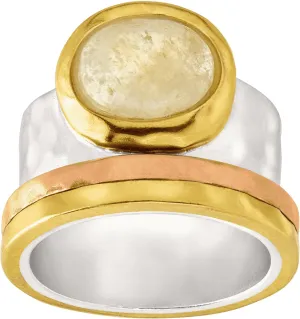 Silpada 'Metallic Mix' Natural Citrine Ring in Sterling Silver, Brass, & Copper