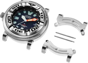 Silver Adapters and 24mm Band Compatible with Citizen Eco-Drive Promaster BJ8050 Sea Dive Watch