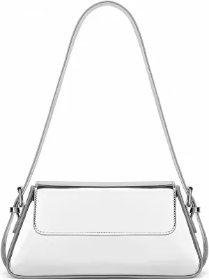 Silver Metallic Evening Bag for Women Y2K Silver Leather Shoulder Bags Sparkle Purse for Prom Wedding Party