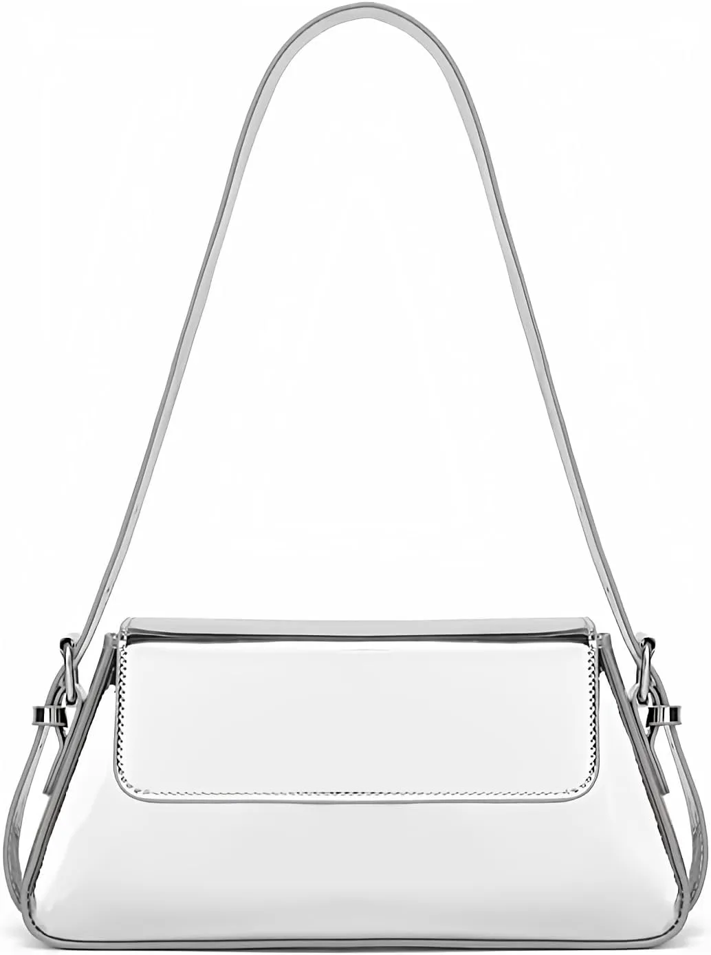 Silver Metallic Evening Bag for Women Y2K Silver Leather Shoulder Bags Sparkle Purse for Prom Wedding Party