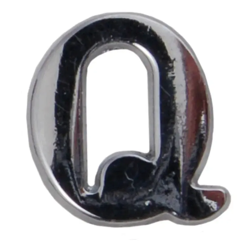 Silver Metallic Letter Q With Clutch Pin