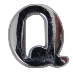 Silver Metallic Letter Q With Clutch Pin