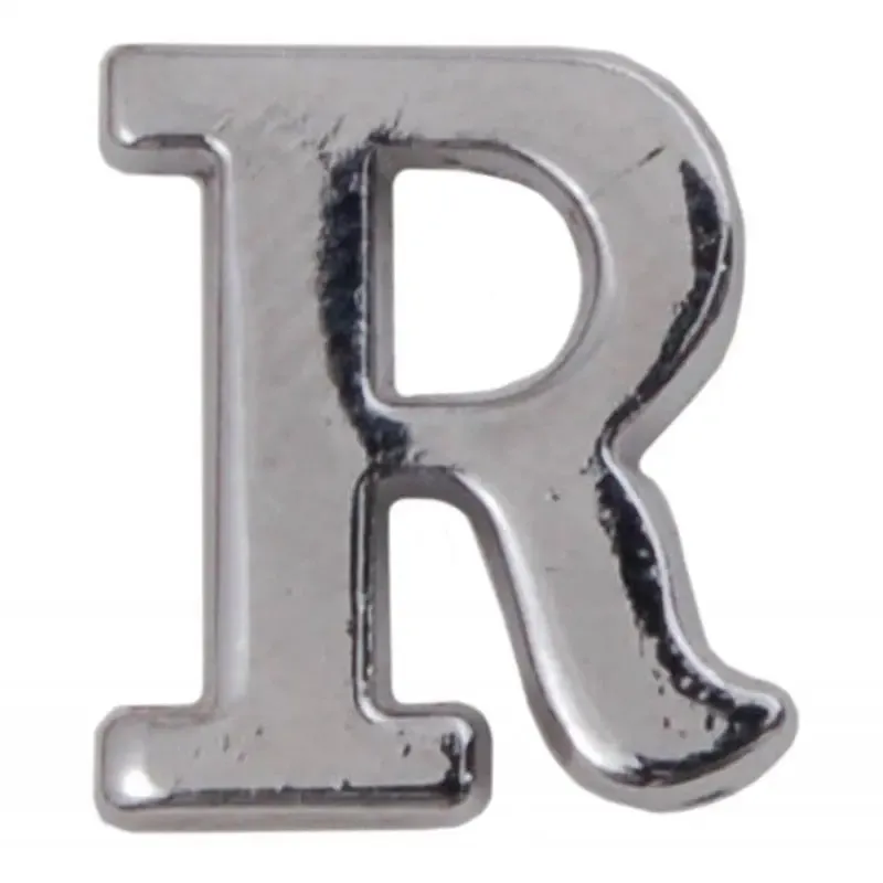 Silver Metallic Letter R With Clutch Pin