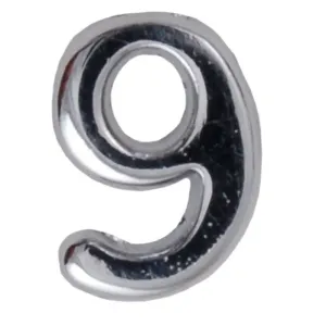 Silver Metallic Number 9 With Clutch Pin