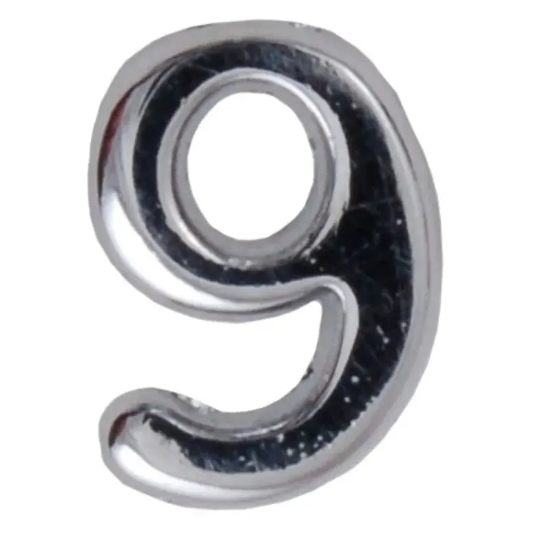 Silver Metallic Number 9 With Clutch Pin