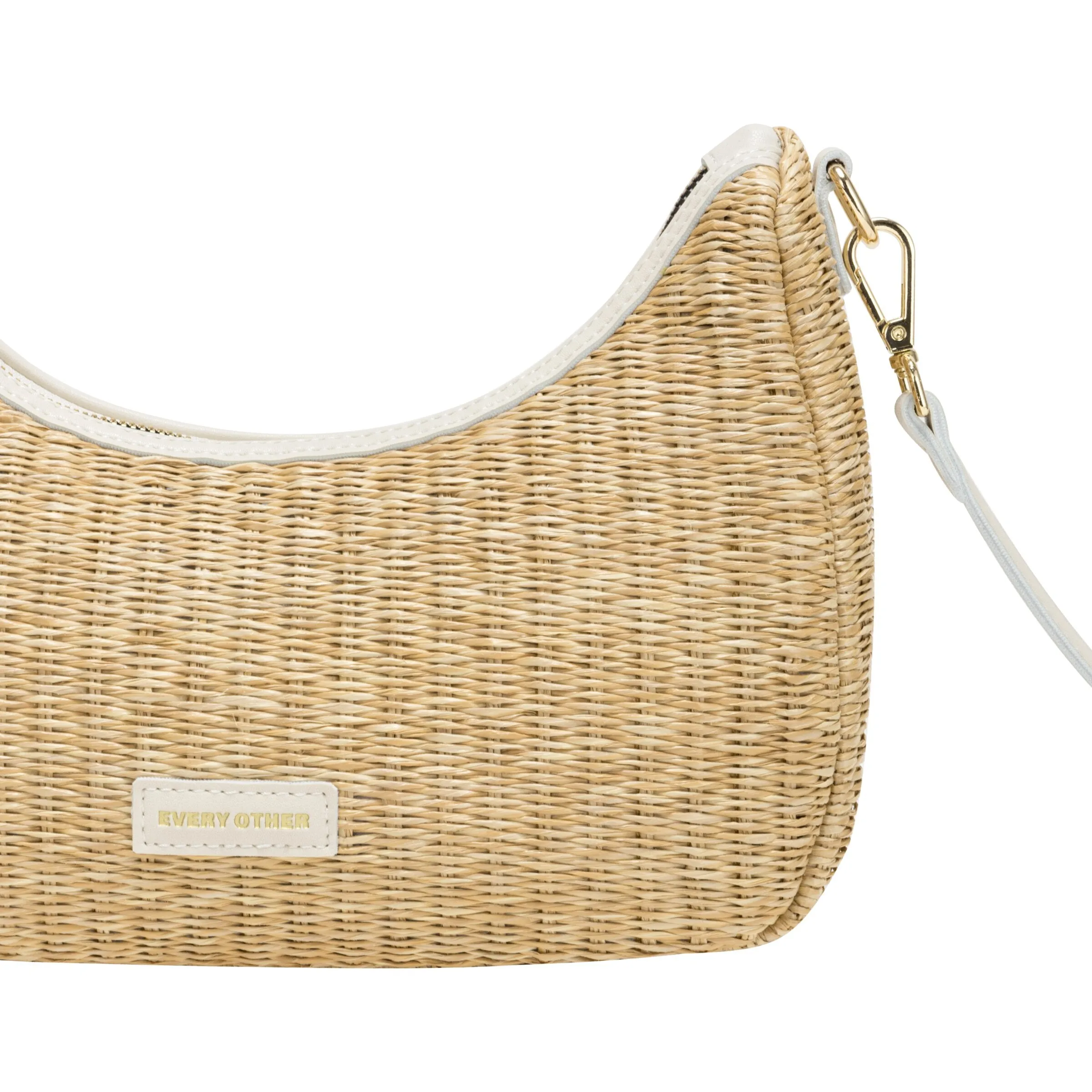 Single Strap Curved Top Baguette Bag - White