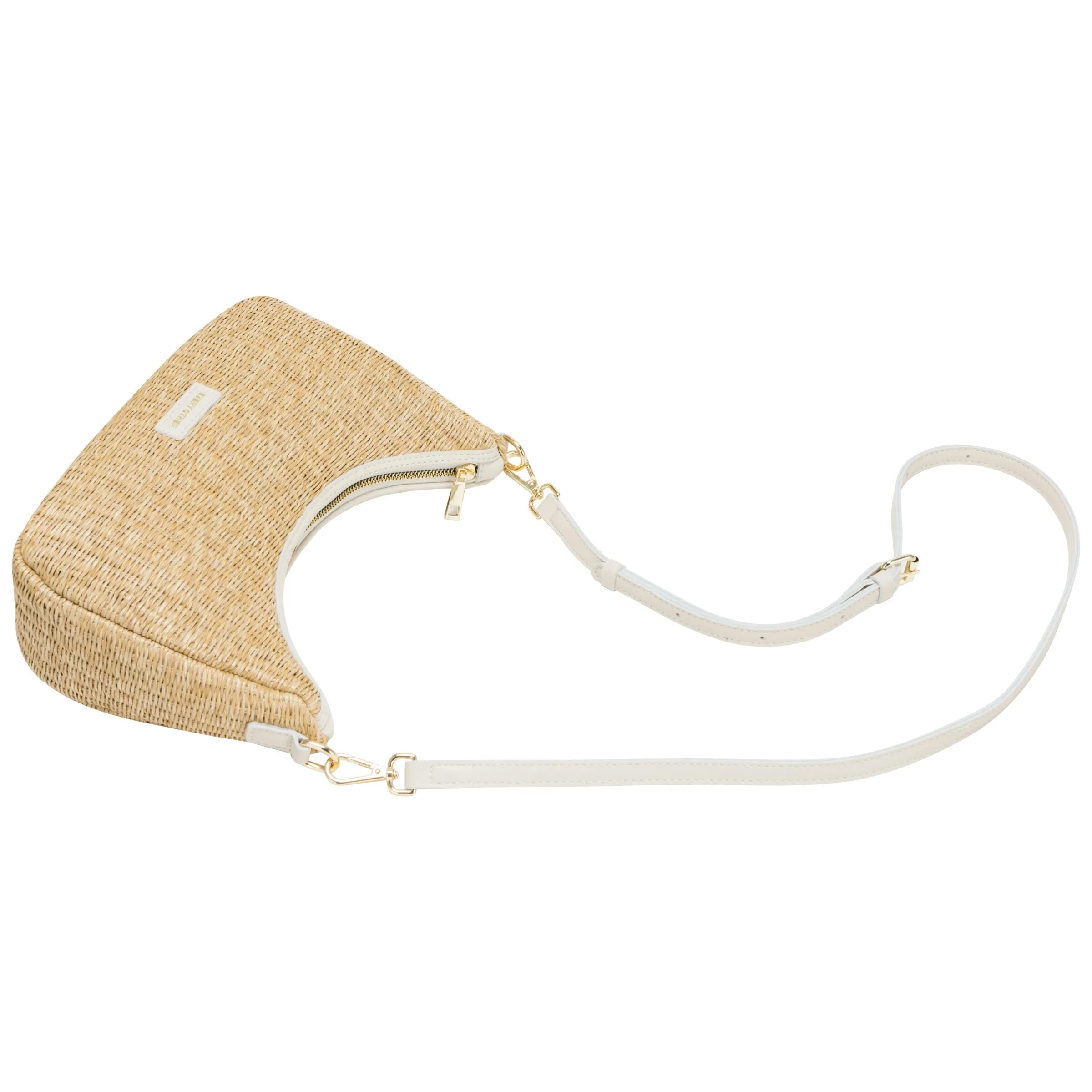 Single Strap Curved Top Baguette Bag - White