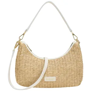 Single Strap Curved Top Baguette Bag - White