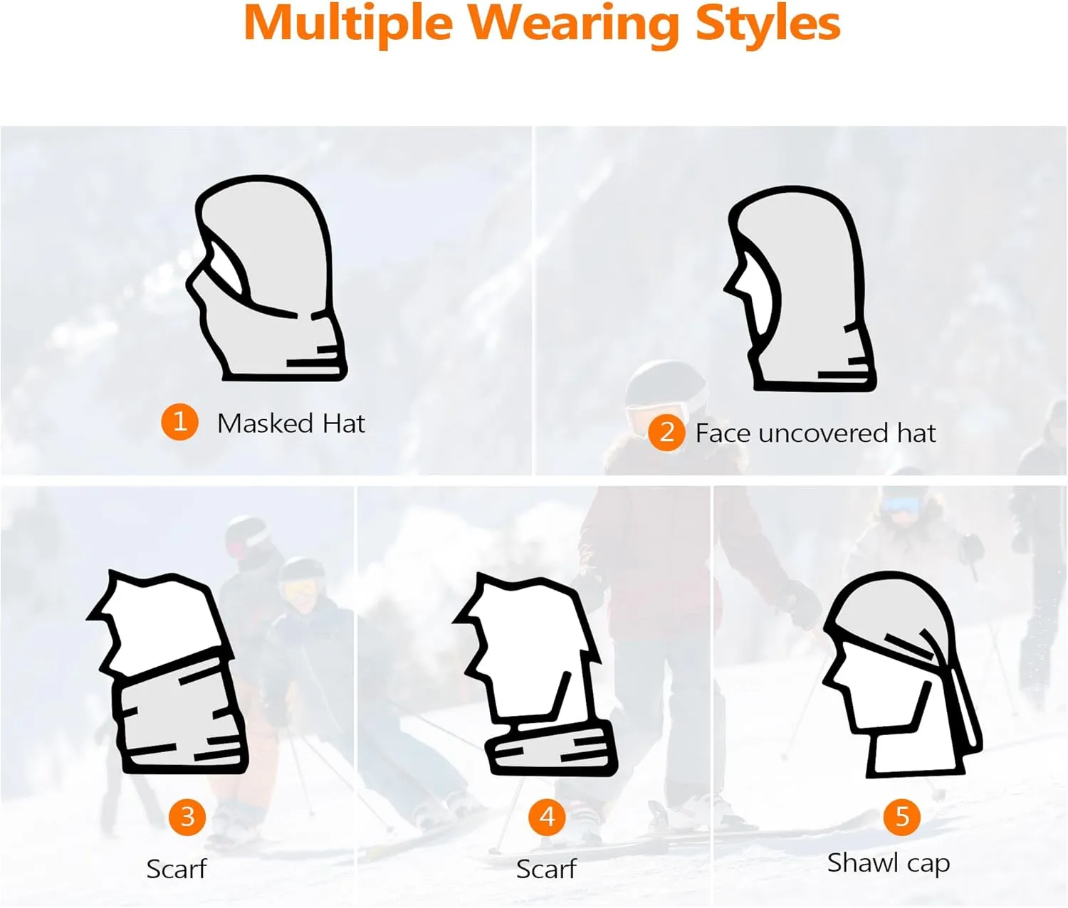 Ski Mask Fleece Thermal Balaclava Mens Women Cold Weather Absorbent Soft Headband with Drawstring Outdoor Working