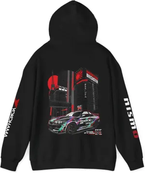 Skyline R34 HKS GTR Premium Hoodie - Skyline Pullover, Racing Apparel, Streetwear, Gift for Him, Automotive Clothing